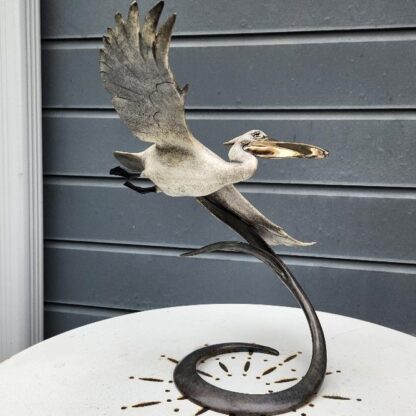 Medium Open Wing Pelican sculpture by Brian Arthur