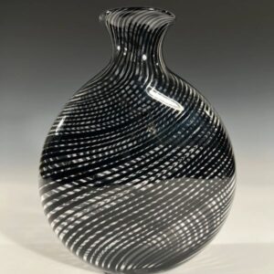 Flattened Black Vertigo Vase , art glass by John Gibbons