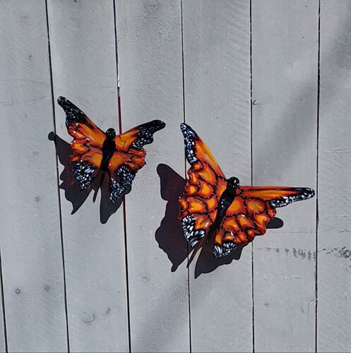 Orange Monarch Butterfly, glass wall art by Nic McGuire