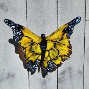 Yellow Monarch Butterfly, Glass Wall Piece by Nick McGuire