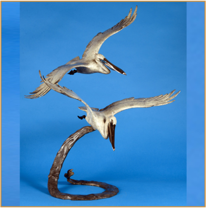 "Open Wing Pelicans, Large" (30" H)