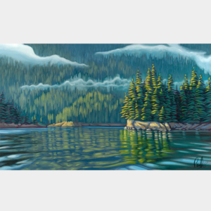 "Morning Mist Drifting Through the Trees"
