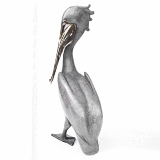 "Standing Pelican" (9" H) Silver Patina