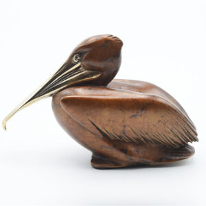 "Sleeping Pelican, Small" Brown (3" H)