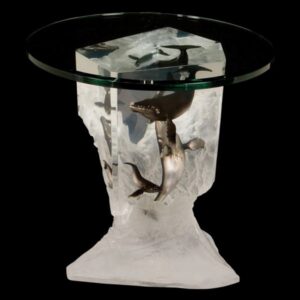 Silent Serenade- Whales End Table Sculpture by Artist Dan Medina