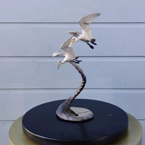 "Double Diving Pelicans" (11.5"H)